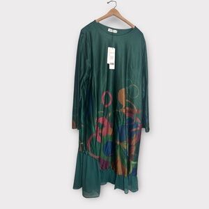 Buykud Dress 2XLLagenlook Oversized Arty‎ Artisan Green Geometric Kaftan